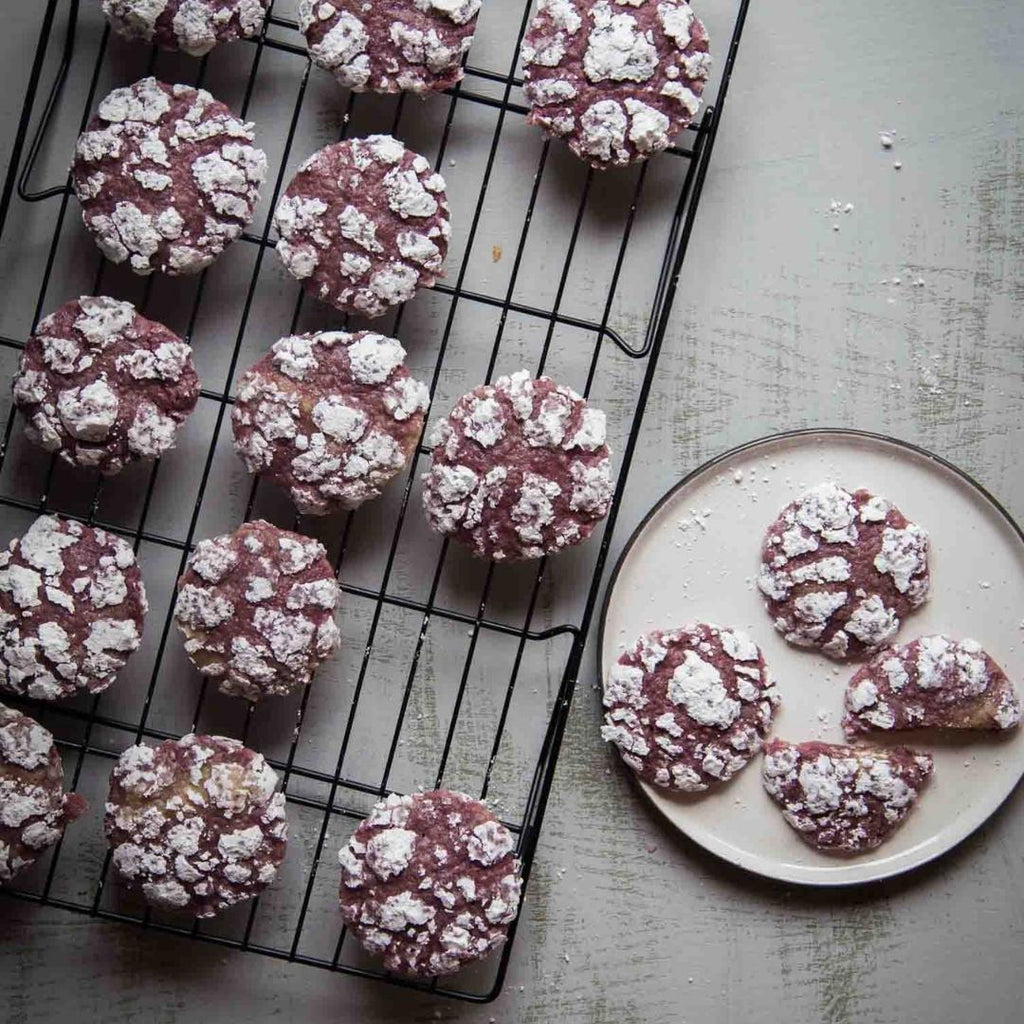 Amazingly Soft Purple Sweet Potato Crinckle Cookies