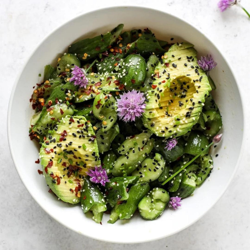 Smashed Cucumber Salad with Avocados