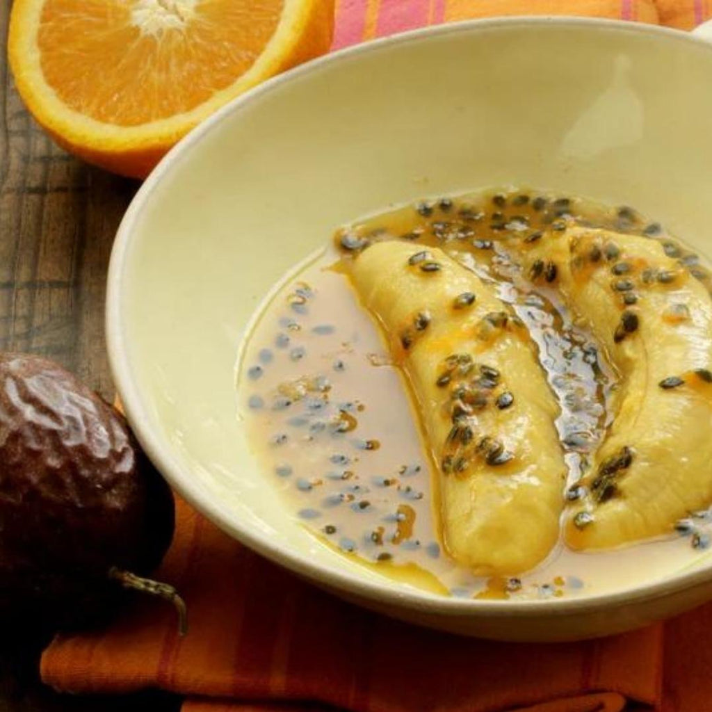 Baked Banana with Passion fruits