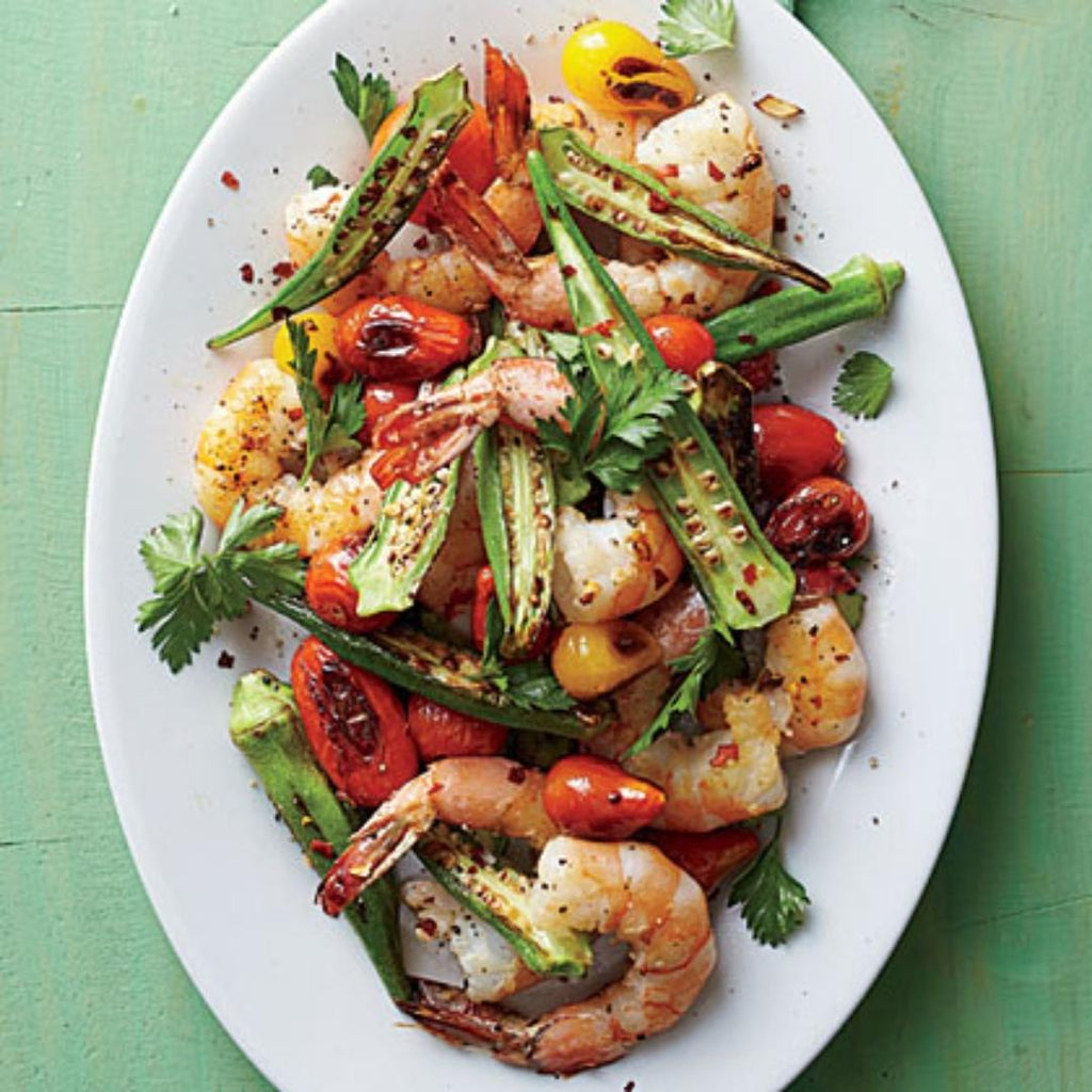 Skillet Roasted Okra and Shrimp