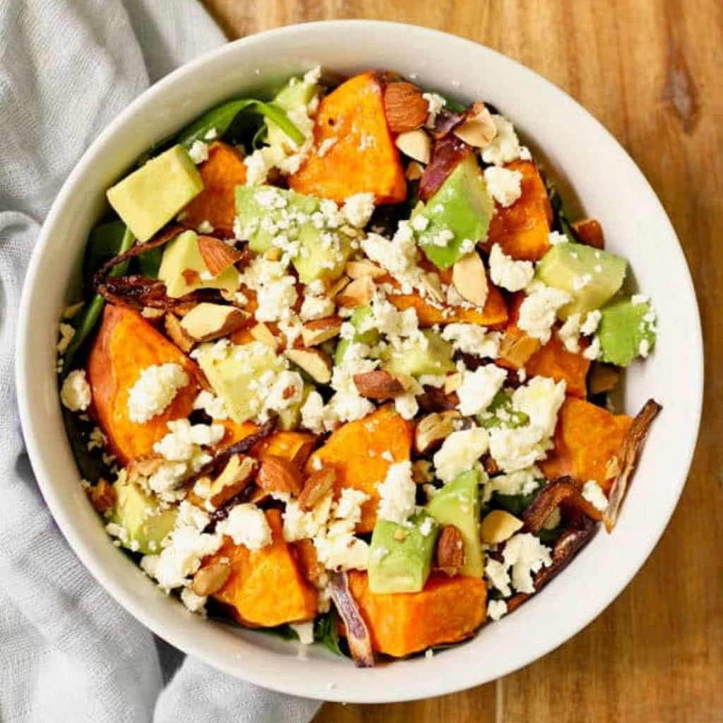 Roasted Sweet Potato, Avocado And Feta Salad