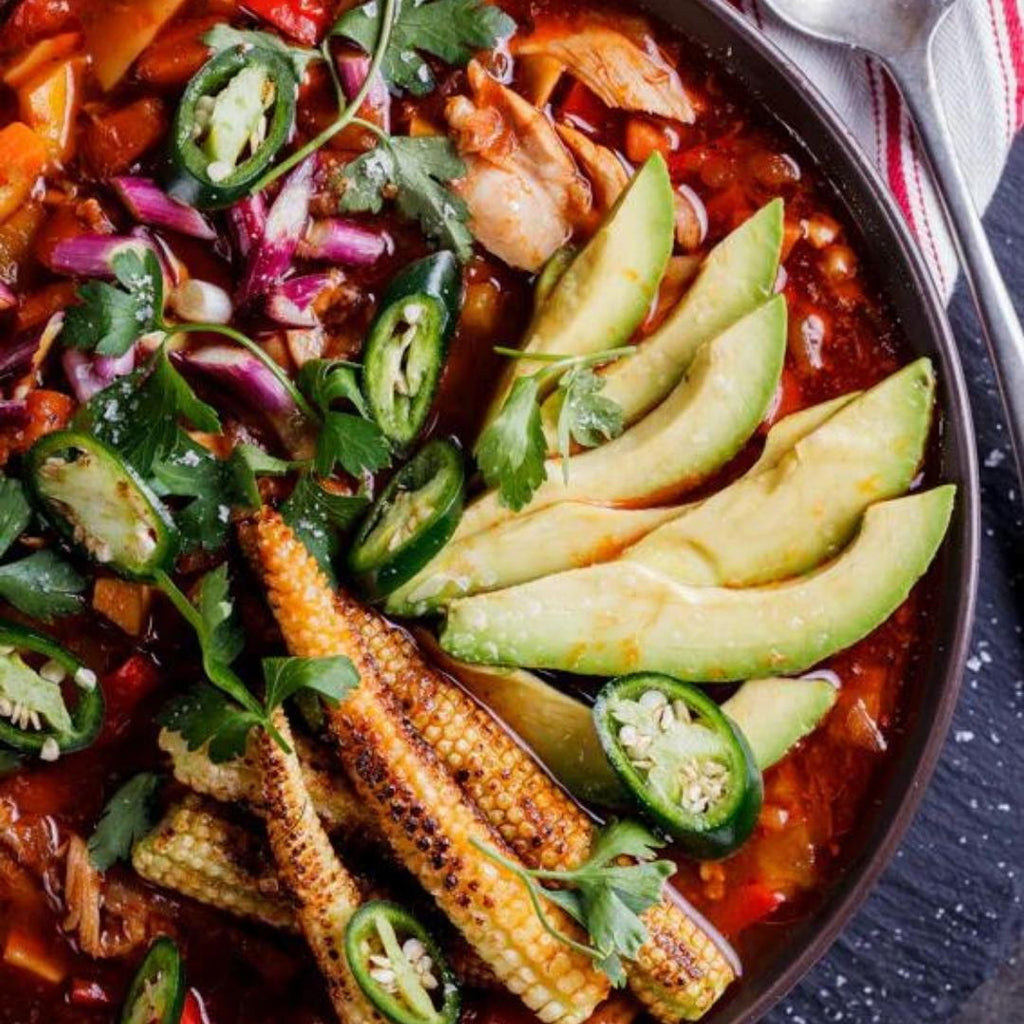 Mexican Chicken Soup With Charred Baby Corn