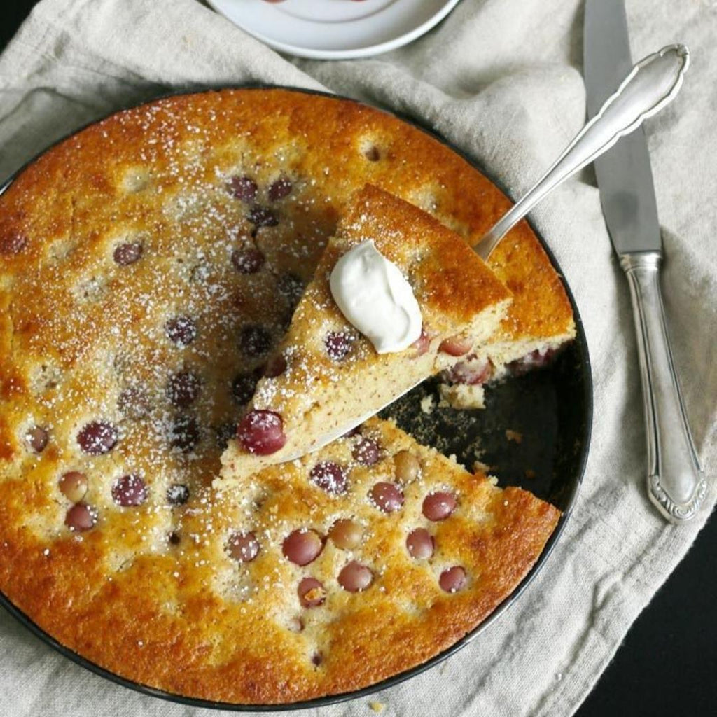 Olive Oil Cake with Red Grapes