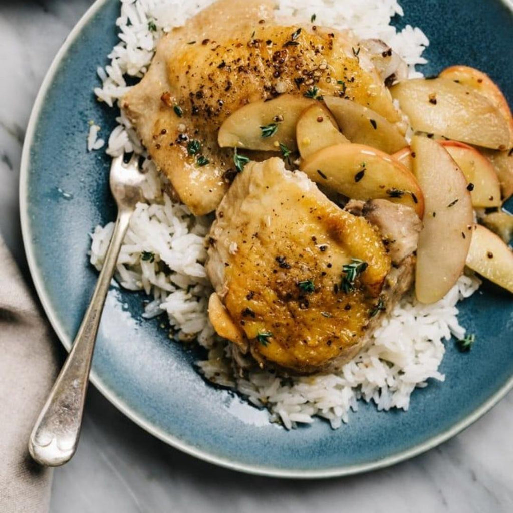 Apple Chicken with Cider Mustard Sauce