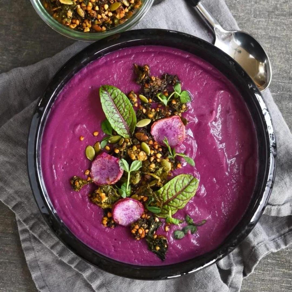 Purple Sweet Potato Soup with Lemongrass and Miso