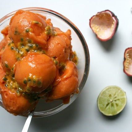 Papaya and Passion fruit sorbet